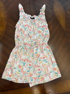 Picapino Floral Toddler Romper in Coral, Teal & Yellow